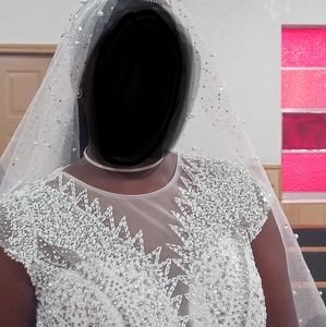 Mermaid diamond pearl wedding dress